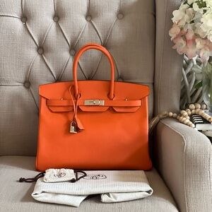 ❌SOLD❌Hermes Birkin 35 Classic orange 🍊 
Epsom Leather PHW
Stamp R 2014